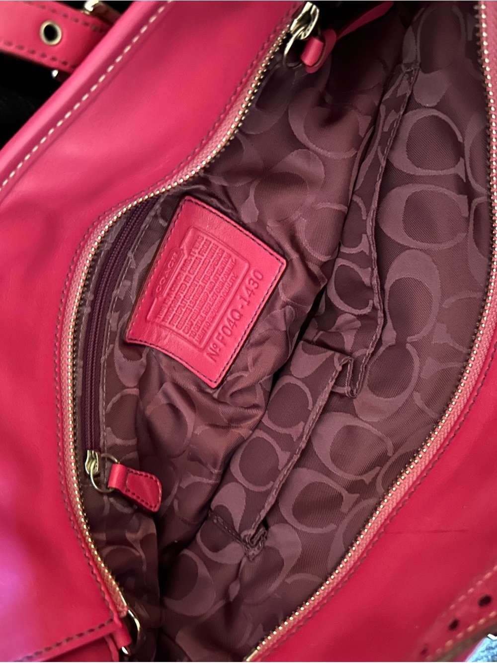 COACH Suede Shoulder Tote in Vibrant Pink y2k - Picture 5 of 8